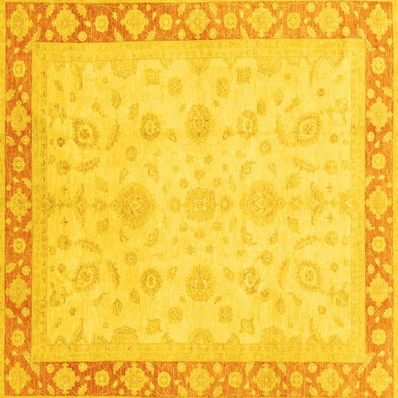 Ahgly Company Indoor Square Abstract Yellow Modern Area Rugs, 3' Square