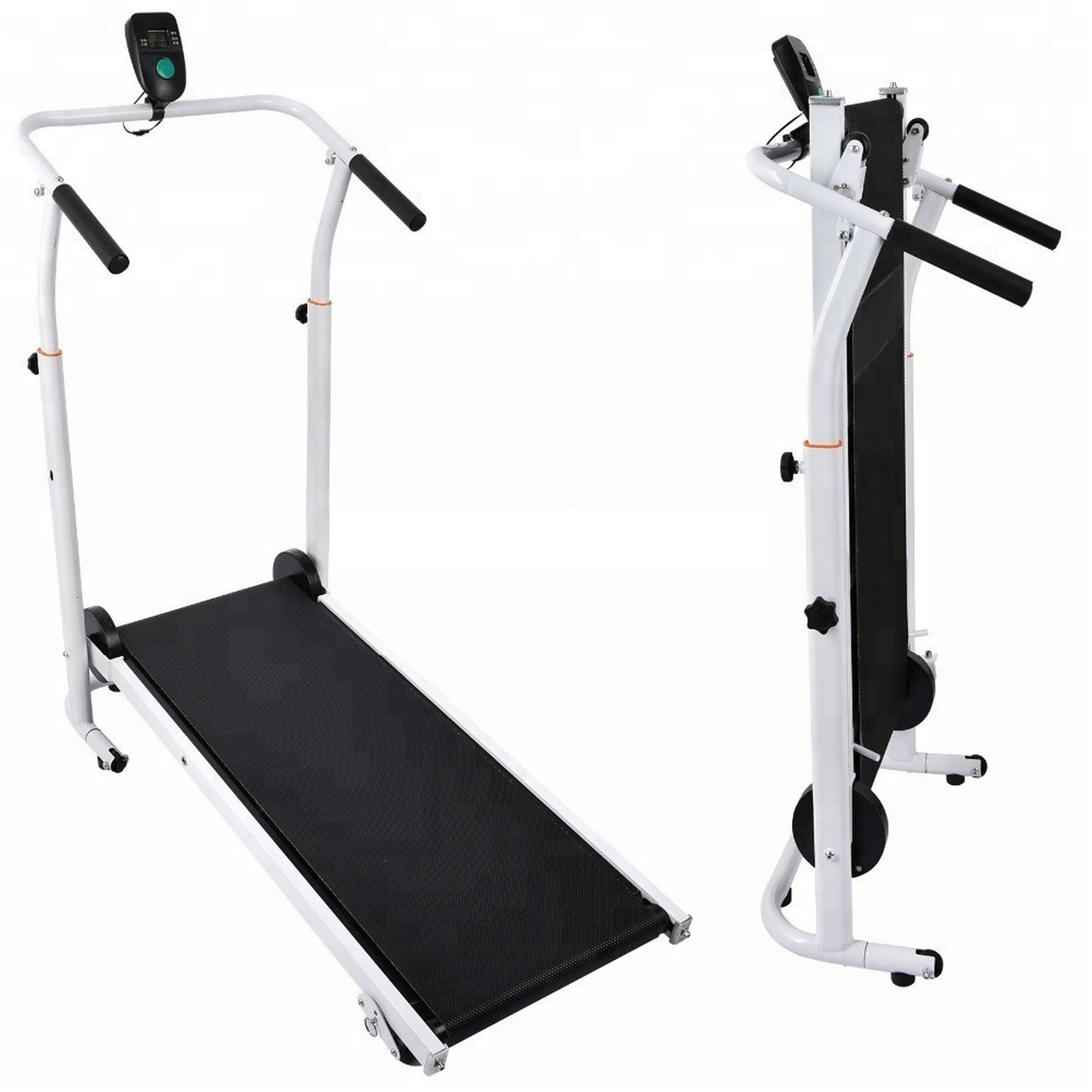 Iron fitness manual treadmill incline wide belt 6.0 walking running cardio exercise fitness 2 fly wheels lcd monitor hotsell