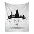 thumbnail image 1 of Venice Soft Flannel Fleece Throw Blanket, Modern Illustration of a Monochrome Style Italian Skyline, Cozy Plush for Indoor and Outdoor Use, 70" x 90", Pale Grey Charcoal Grey, by Ambesonne, 1 of 5