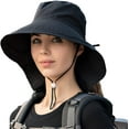 thumbnail image 1 of Chapeaux de Soleil pour Femmes Protection UV Pliables à Grand Bord Trou pour Queue de Cheval Été Chapeaux de Plage pour Hommes avec Rabat de Nuque, 1 of 5