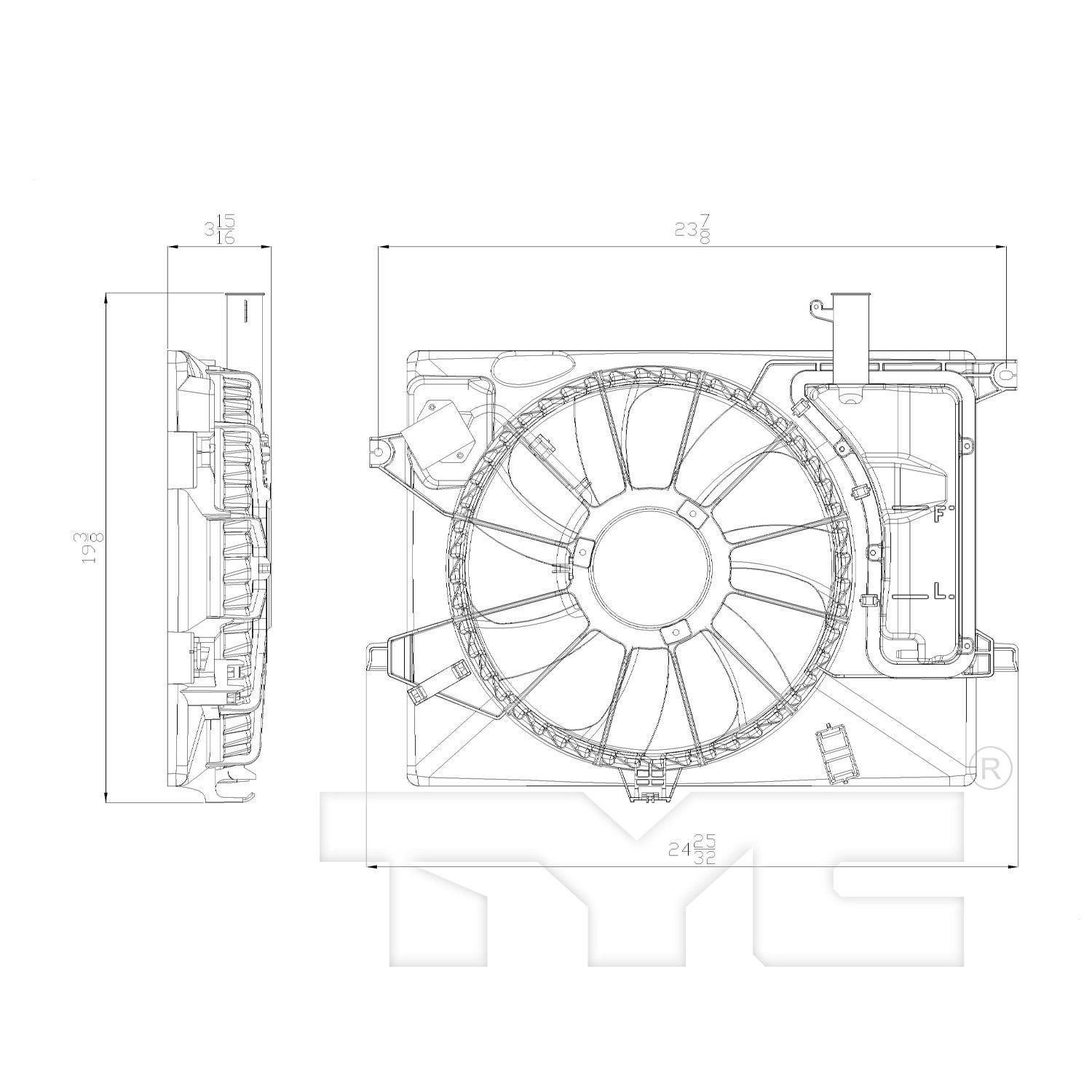 TYC 622580 Dual Radiator and Condenser Fan Assembly Fits select: 2012-2013  HYUNDAI ELANTRA, 2011 HYUNDAI ELANTRA TOURING