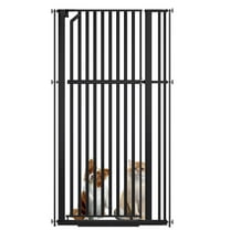 KORIMEFA 63" Extra Tall Baby Gate for Stairs 30"-37.8" Extra Wide Dog Gate for Doorways Hallways, Pressure Mounted Child Gate for Wide Opening, Auto Close Personal Safety for Babies and Pets, Black