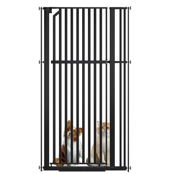 KORIMEFA 63" Extra Tall Baby Gate for Stairs 30"-37.8" Extra Wide Dog Gate for Doorways Hallways, Pressure Mounted Child Gate for Wide Opening, Auto Close Personal Safety for Babies and Pets, Black