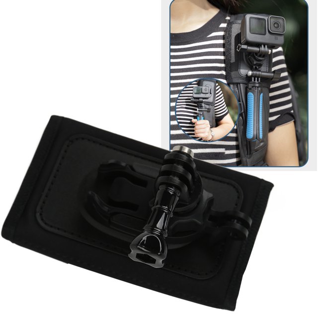 Backpack Camera Mount, Portable Adjustable 360 Rotatable Ball Base Ball Base Shoulder Strap Mount For Skiing For Action Camera For Mountaineering