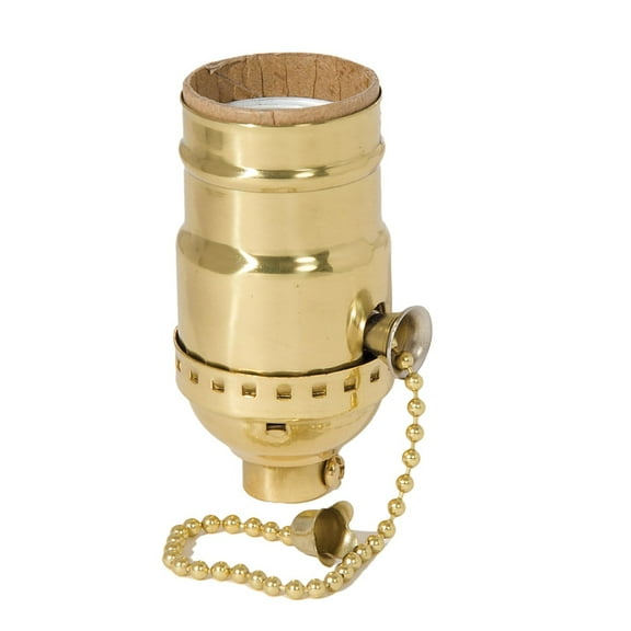 B&P Lamp® Polished and Lacquered Brass On-Off Pull Chain Socket