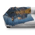 thumbnail image 3 of Nature Soft Flannel Fleece Throw Blanket, Majestic Rocky Mountains with Reflections on the Lake Creek Idyllic Landscape, Cozy Plush for Indoor and Outdoor Use, 50" x 60", Blue and Brown, by Ambesonne, 3 of 6