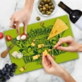 thumbnail image 4 of Tiki Bar Cutting Board, Tiki Surf Team Longboard Party Grungy Display Hibiscus Flora Hawaiian, Decorative Tempered Glass Cutting and Serving Board, Large Size, Apple Green Dark Green, by Ambesonne, 4 of 5