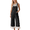 Black, variant on Womens Boho Lace Patchwork Bib Overalls Casual Adjustable Straps Wide Leg Jumpsuits with Pockets