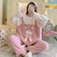 thumbnail image 5 of Pijama holgado de lana de Coral para mujer, ropa de estar por casa de terciopelo de talla grande 5XL, 100KG, 5 of 5