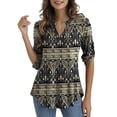thumbnail image 4 of LETDIOSTO Womens Plus Size Shirts 3/4 Roll Sleeve V Neck Floral Flowy Blouses Tunic Tops, 4 of 9