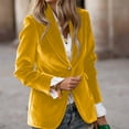 thumbnail image 2 of Stichou Women's Velvet Blazer Suit Jackets Business Casual Button Up 2025 Fall Winter Outerwear Work Office Coats Yellow M, 2 of 5