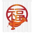 thumbnail image 2 of Ambesonne Koi Shower Curtain, Asian Calligraphy and Carp Fish, 69"Wx70"L, Burnt Orange Ruby and White, 2 of 4