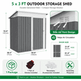 thumbnail image 2 of AECOJOY 5' x 3' Outdoor Metal Storage Shed with Lockable Door for Backyard in Dark Gray, 2 of 7