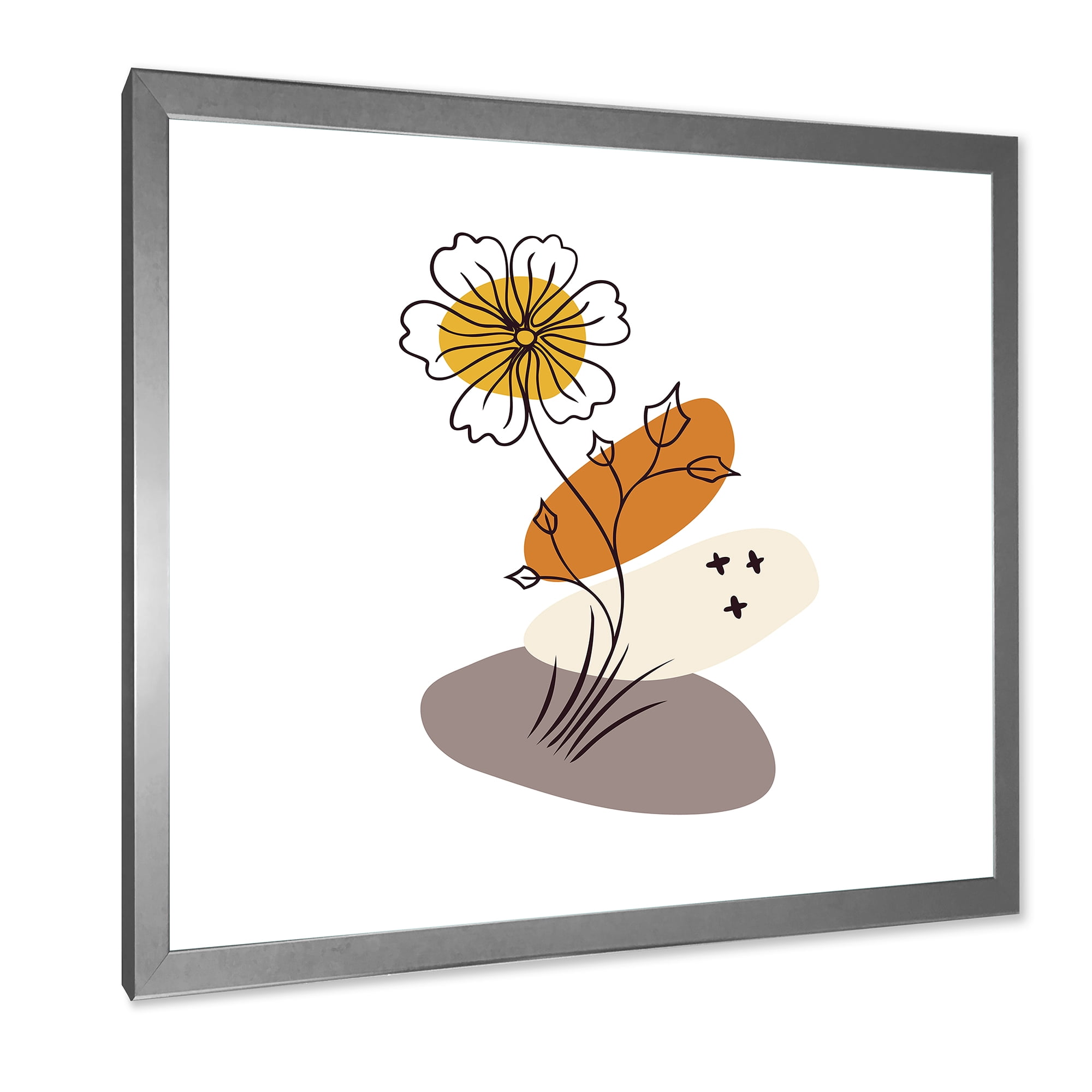 Designart 'Abstract Minimal Shapes Under Flowers I' Modern Framed Art Print