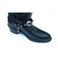 Western Biker Boot Chains Black Leather with Triple Nickel Conchos