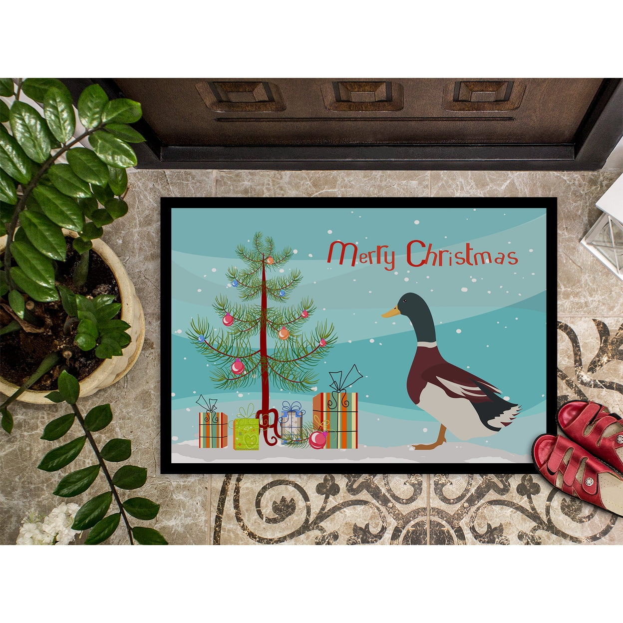 Rouen Duck Christmas Door Mat