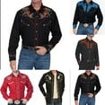 thumbnail image 4 of CENL Mens Retro Long Sleeve Shirts Casual Slim Button Down Dress Shirt Blouse Tops, 4 of 6