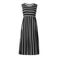 thumbnail image 4 of Siilsaa Women's Summer Sleeveless Striped Flowy Casual Long Maxi Dress with Pockets Black,M, 4 of 5