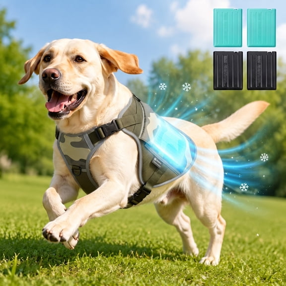 Dog Cooling Vest Harness with 4 Ice Packs Instant Long Lasting Heat Relief No Mess Cooling Jacket for Medium Large Dogs for Summer Outdoor Hiking Travel
