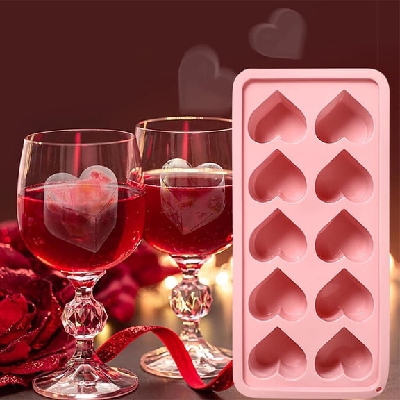 Heart Ice Mold, Silicone Ice Tray, Heart Shaped Ice Molds for Cocktails, 10-Cavity