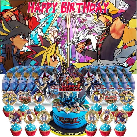 Yugioh Plates Supplies Party Decorations Birthday Decor Backdrop Banner Cake Topper Fans