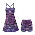 thumbnail image 5 of Yuyamidu 2 Pieces Athletic Dress with Shorts for Women, Purple Boho Mandala Flower Backless Sleeveless Criss Cross Tennis Golf Dress Size L, 5 of 7