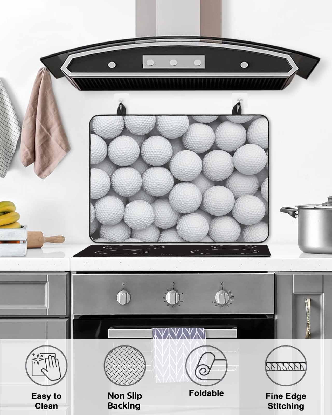 Large Induction Cooktop Protector Mat Golf Stove Top Covers for Electric Stove, Modern Geometric Abstract Balls Textured Decorative Stove Burner Cover Mats, Glass Top Stove Cover