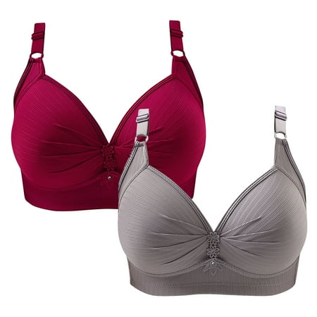 Crunowin Women s Sexy Adjustable Bra 2 Pack  Fashion Solid Color Push Up Full Coverage Wire Free Comfort Everyday Underwear Gray 50/115BC