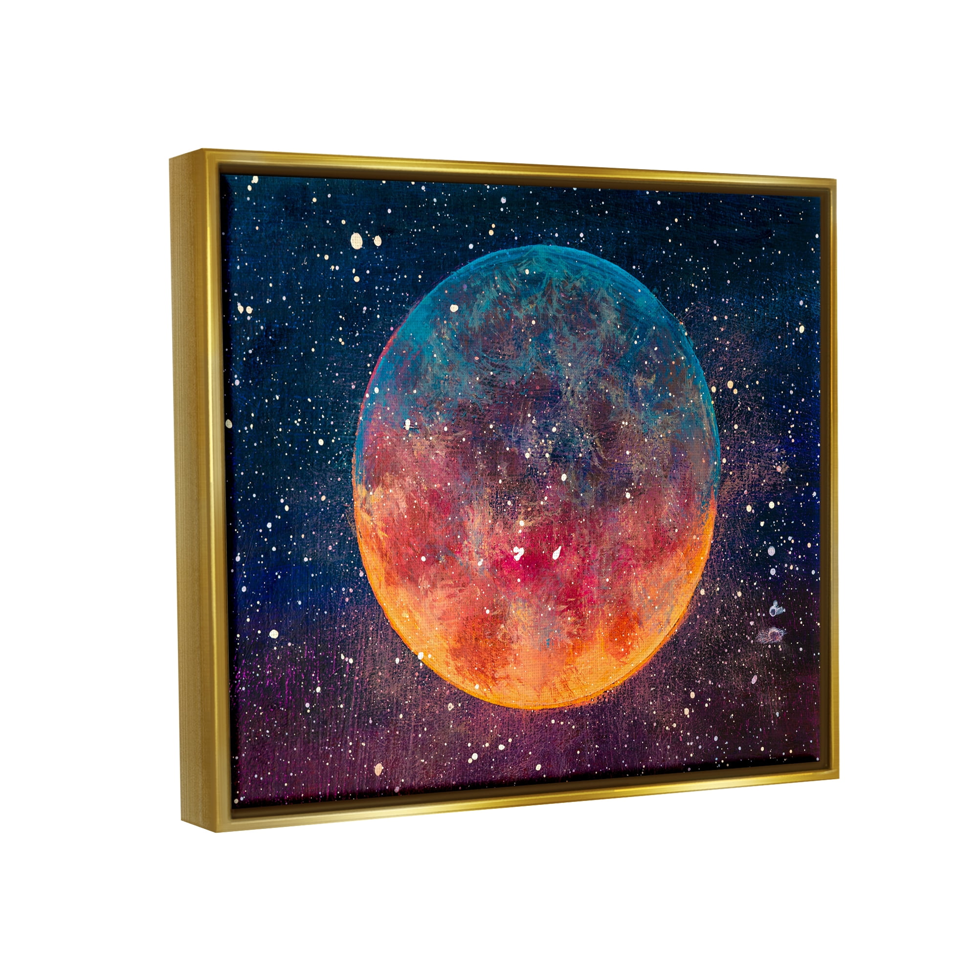 Stupell Industries Starry Night Planet Nature Painting Gold Floater Framed Art Print Wall Art, 31 x 25