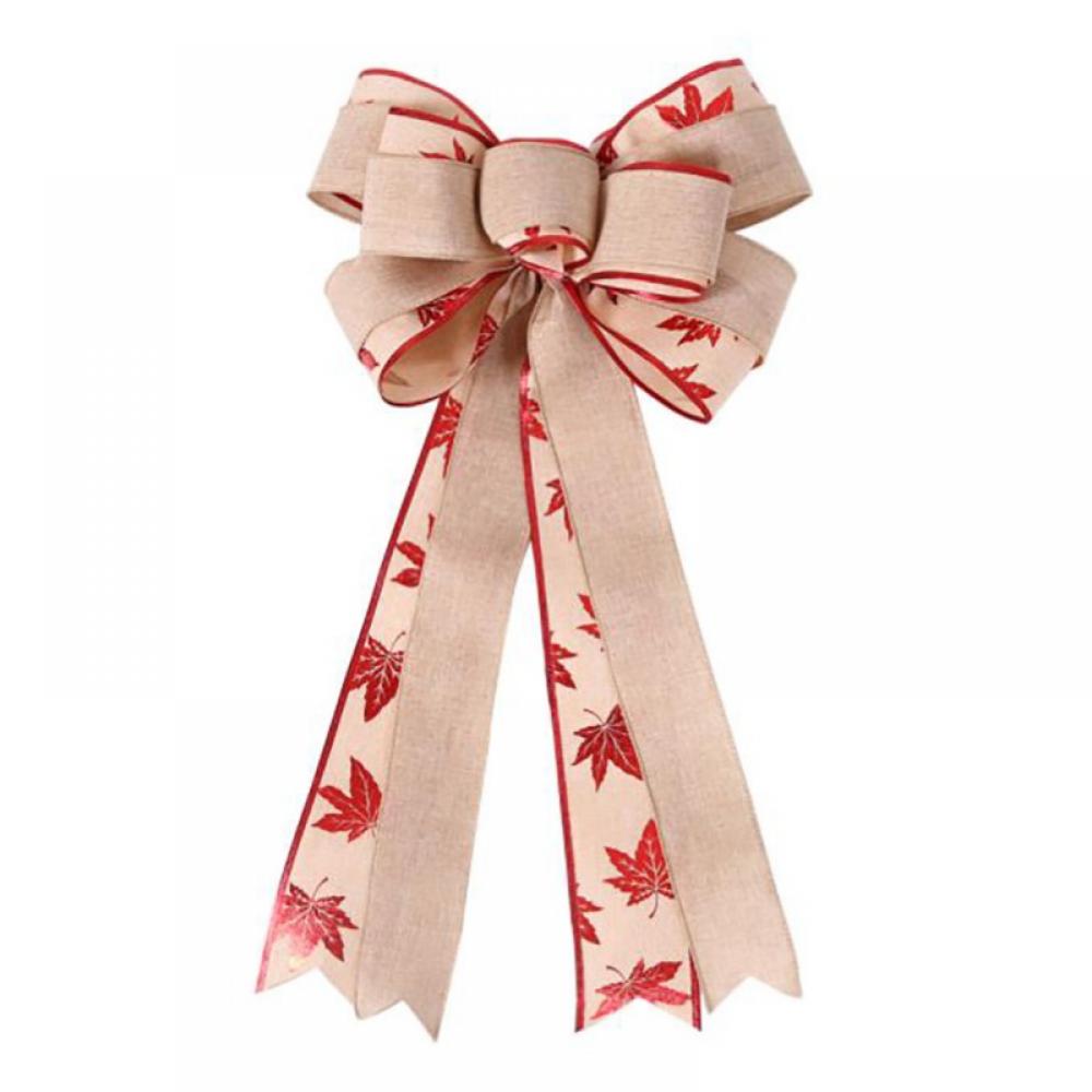 Christmas Tree Topper Bow, Large Decorative Burlap Plaid Bows Ribbon Christmas Tree Decorations