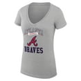 thumbnail image 2 of Women's G-III 4Her by Carl Banks Heather Gray Atlanta Braves Super-Slim Fit Lightweight Team Logo Graphic V-Neck T-Shirt, 2 of 5