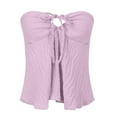 thumbnail image 6 of Women Summer Tops Women Tube Top Summer Off Shoulder Strapless Top Elegant Bandeau Off Shoulder Cold Tops for Cute Bodysuit Casual Lace Womens plus Size Undershirt Adult Purple M, 6 of 7