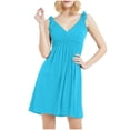 thumbnail image 1 of FAIWAD Robe pour Femme Grande Taille Tendance Froncée à Col en V Robe Débardeur Été Décontractée Sans Manches Fluide Évasée Mini Robes, 1 of 3