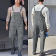 thumbnail image 2 of Jumpsuit Trendy Wide Leg Men Bib Overalls Skin-Friendly Bib Overalls Cargo One-Piece Adjustable Suspender Straps Work Wear Gray XL, 2 of 7