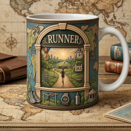 Running Mug for Runner, Marathon Coffee Cup Gift for 13.1 26.2 Race Lovers