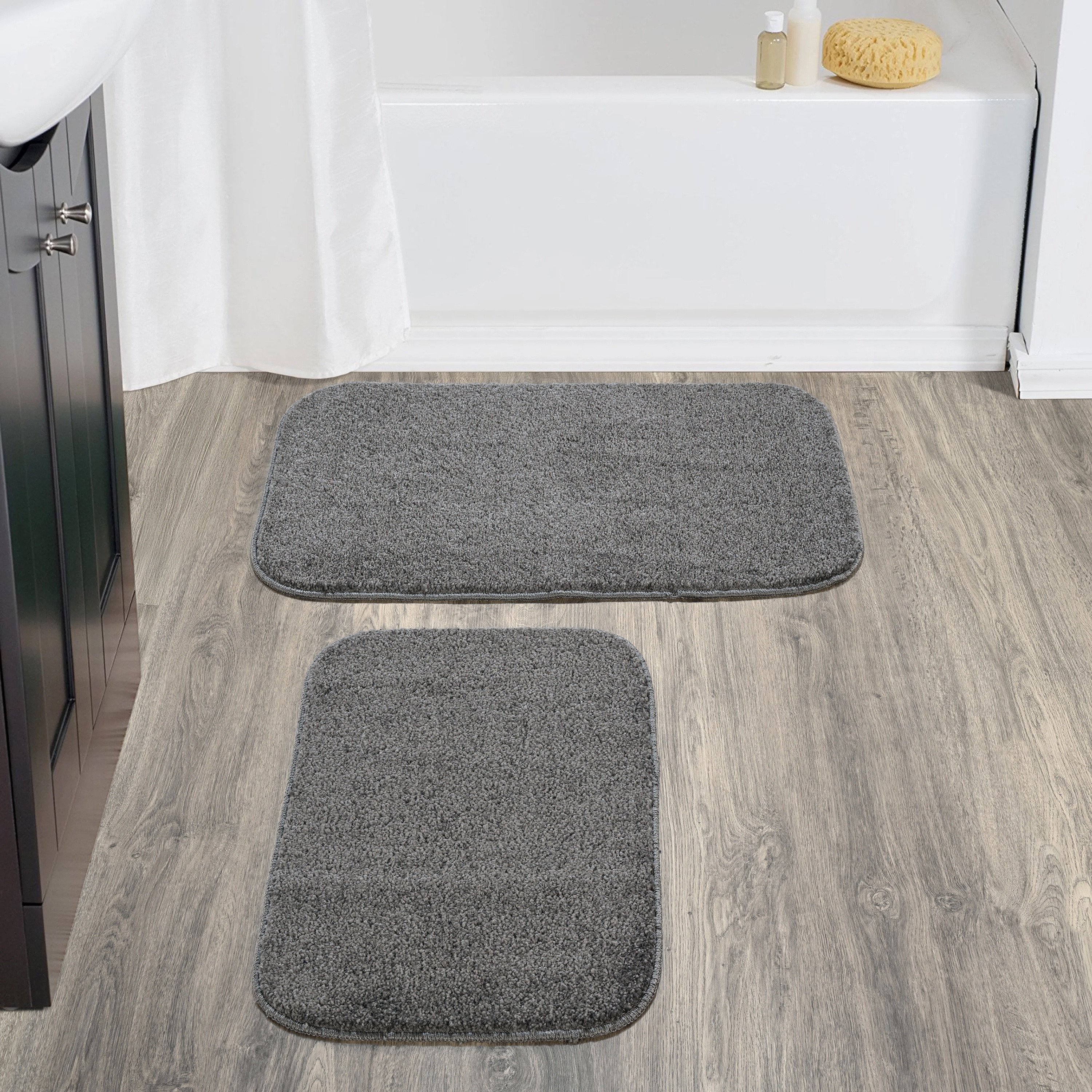 Garland Rug Sedona Washable Bath Rug Set, 2 Piece (21"x34" & 17"x24") Cinder Gray