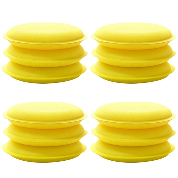 12Pcs Car Waxing Polish Sponges 10cm Car Detailing Wax Applicator Pads Round Pocket Microfiber Foam Sponges Car Cleaning
