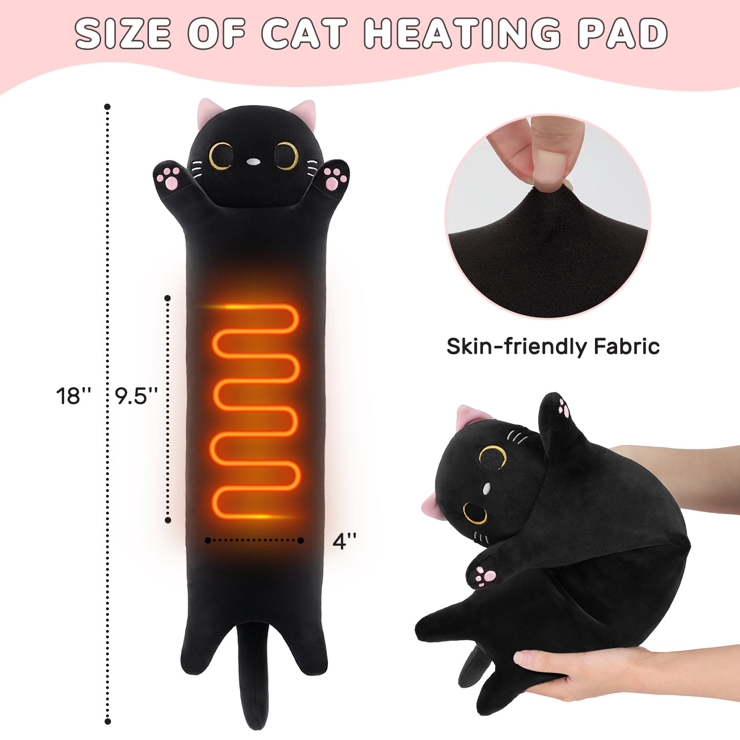 Heating Pad Cat Plush Heat Pad Stuffed Animal USB Powered,Heating Pad for Back,Neck,Abdomen, Shoulder,Knee,Arms,Legs,Birthday Gifts for Women Mother
