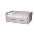 thumbnail image 2 of Baxton Studio Larkin Modern and Contemporary Pink Velvet Fabric Upholstered Full Size Daybed with Trundle, 2 of 7
