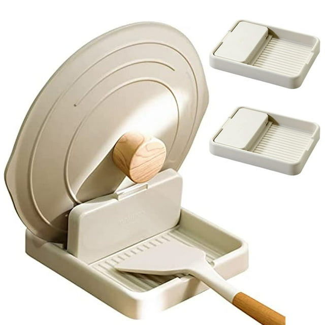 2 Pack Spoon Rest with Lid Holder for Spatula Ladle Pot Utensil Kitchen Accessories for Cooking