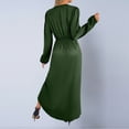 thumbnail image 5 of Taylonsss Womens Maxi Dress Deep V Neck Long Puff Sleeve Ruched Side Slit Elegant Glamour Wedding Guest Cocktail Party Evening Dress, 5 of 7