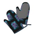 thumbnail image 3 of XMXT 2 Pcs Silicone Oven Mitts, Game Repeat Print Thickened Non-Slip BBQ Gloves, Black, 3 of 9