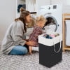 Cesto de lavandería plegable | Cesto de ropa plegable con asas | Organizador de almacenamiento de 30x40x62cm para dormitorios, apartamentos y guarderías | Negro o gris