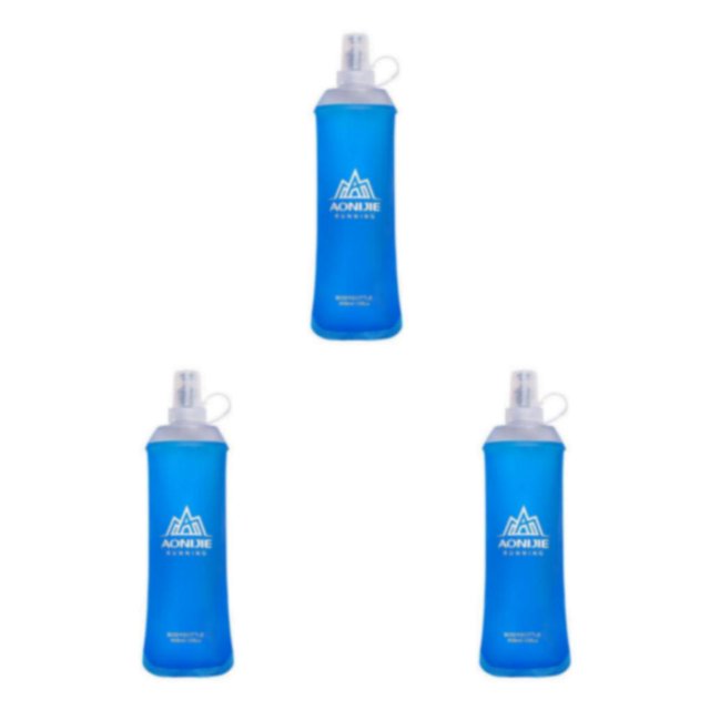 Baohd 1/2/3/5 Gourde de Randonnée Souple Bouteilles d'Eau Pliables Pratiques et Étanches 450ml Bleu 3 Pcs