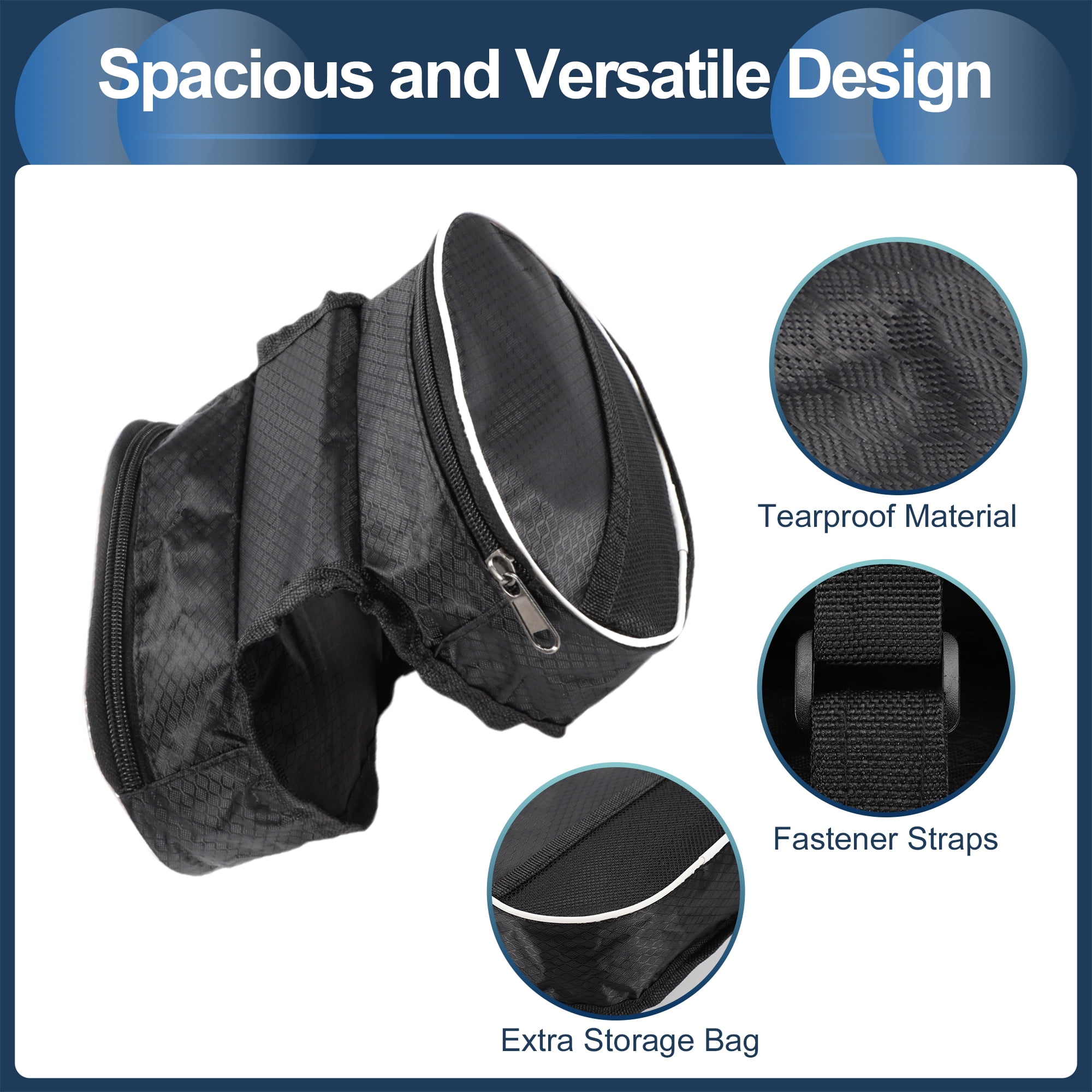 Unique Bargains Bike Frame Waterproof Pannier Bag for Road Mountain Bikes Black