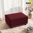 thumbnail image 2 of GZXS Velvet Ottoman, Square Upholstered Storage Stool with High-Density Sponge, Soft & Skin-Friendly, Rubberwood Legs, Easy Assembly, 31.5"L x 23.6"W x 16.5"H, Burgundy, 2 of 6