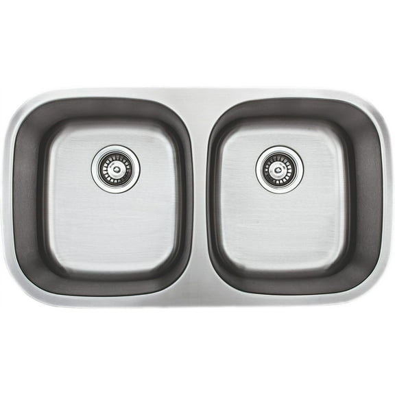 Wells CMU3318-88 Craftsmen Series Stainless Steel Kitchen Sink, 33" 50/50 8" Deep, Brushed Matte Finish