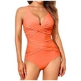 thumbnail image 1 of Women's V Neck One Piece Swimsuit Tummy Control Bathing Suit Modest Slimming Swim Suits Ruched Twist Front Swimwear, 1 of 4