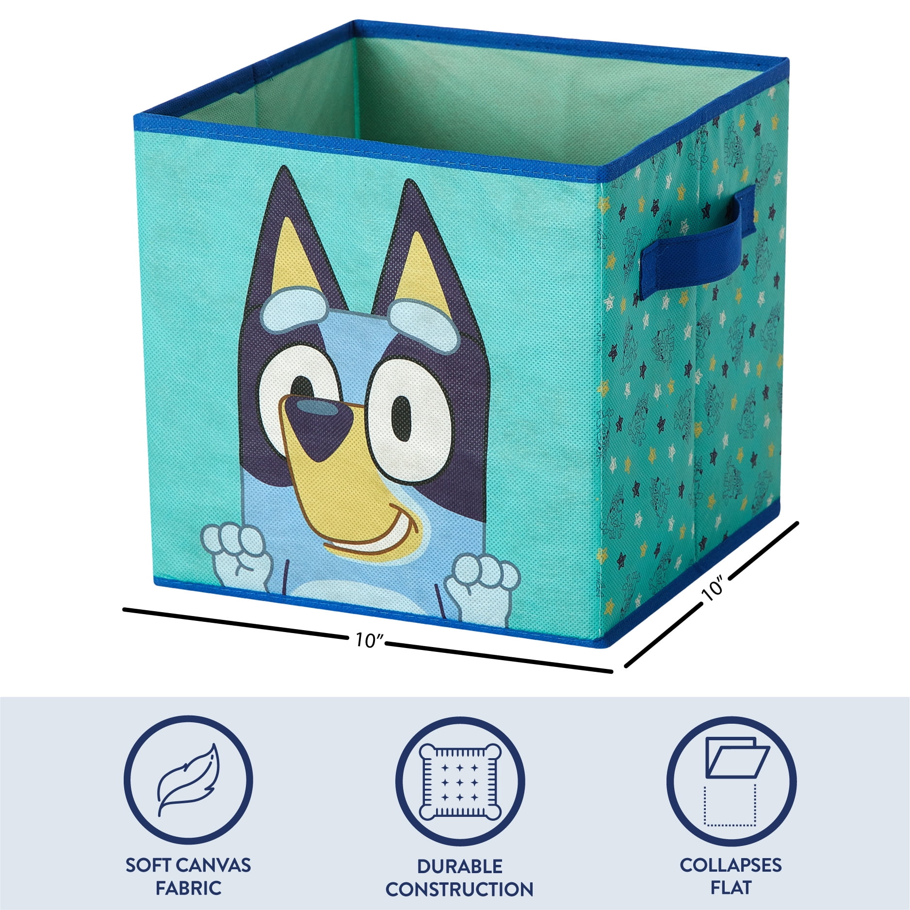 Bluey Kids' 2-Pack Printed Toy Storage Cubes, 10" x 10"