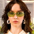 thumbnail image 3 of Rimless Punk Sunglasses for Women Men Sun Glasses Vintage Green Eyewear Shades UV400, 3 of 6